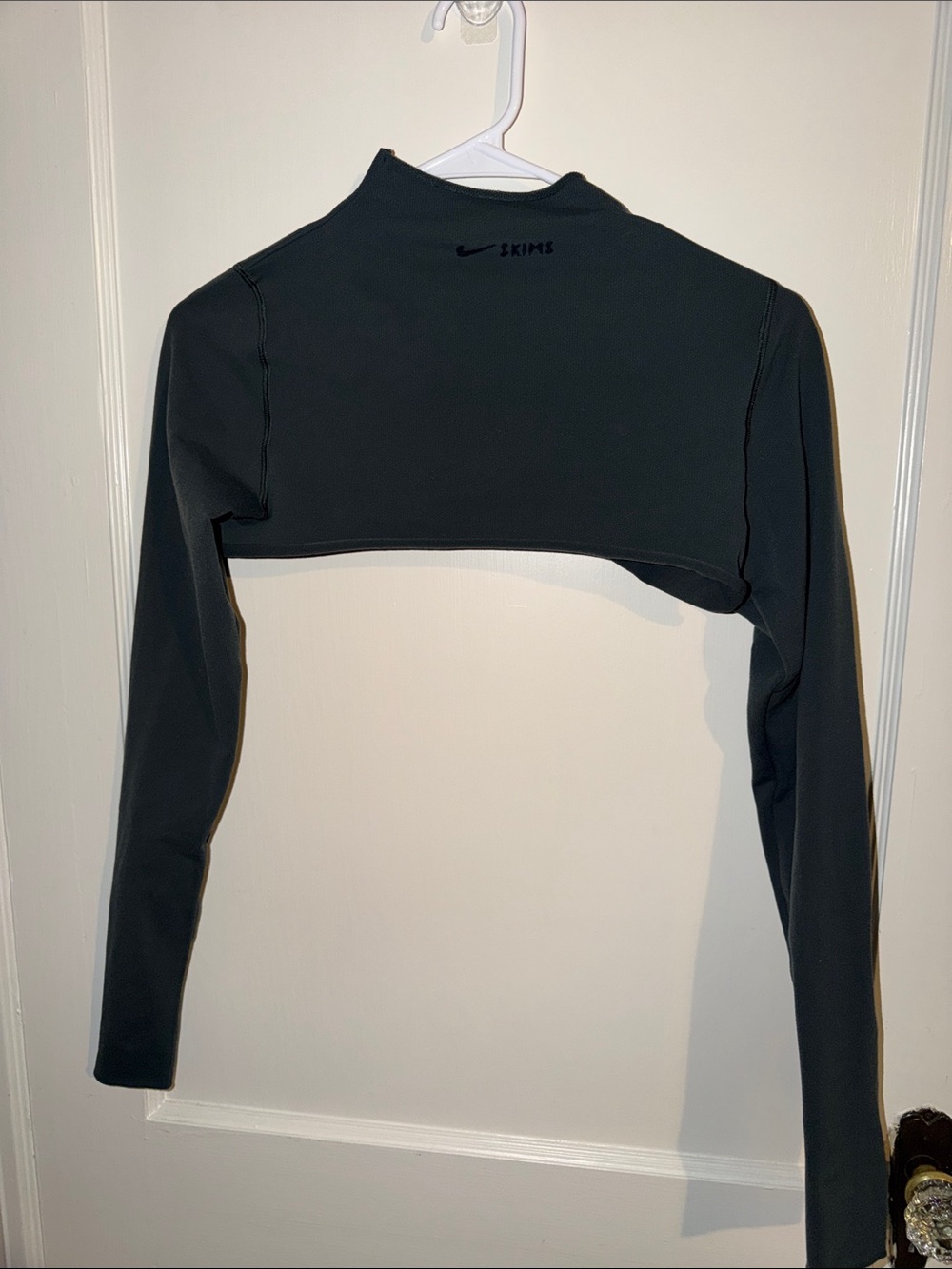 Nike c SKIMS Black Long Sleeve Cropped Mock Neck Top